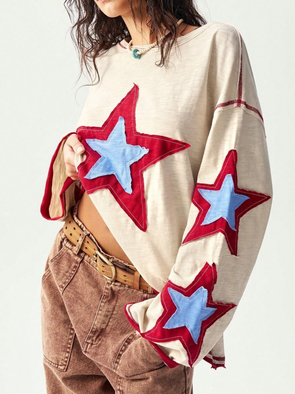 Multicolor Casual Women's Loose Fit Drop Shoulder Round Neck Pullovers